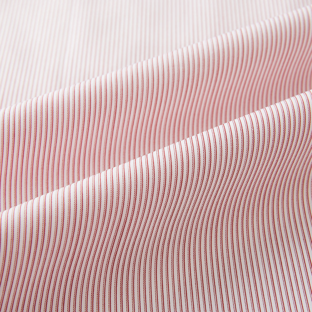 Turnbull & Asser UK SHIRTS RF NEW WH T&A CLR WHITE/DARK RED STRIPE long-sleeved button-down shirt featuring a fine dark red and white pinstripe pattern with a white collar and white double cuffs.