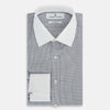View 5 of product Navy Micro-Tattersall Check Shirt with Constrast T&A Collar and Cuffs 18
