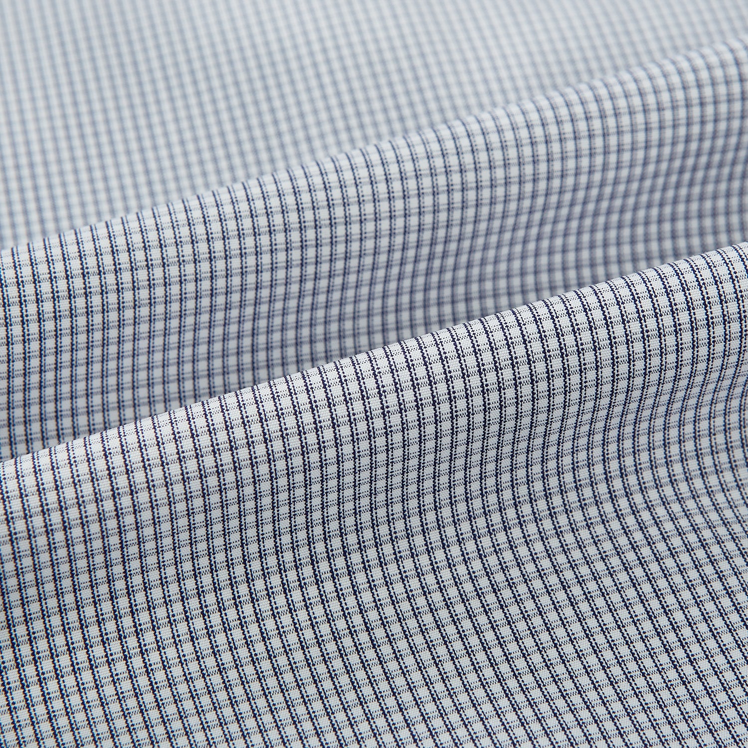 View 6 of product Navy Micro-Tattersall Check Shirt with Constrast T&A Collar and Cuffs 18