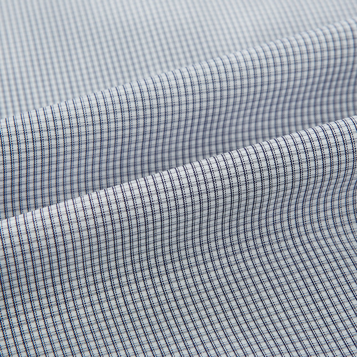 Navy Micro-Tattersall Check Shirt with Constrast T&A Collar and Cuffs Image 5
