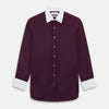 View 1 of product Dark Burgundy Pinstripe Shirt With Contrast Collar & Cuffs 19