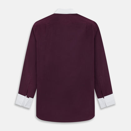 Dark Burgundy Pinstripe Shirt With Contrast Collar & Cuffs Image 2