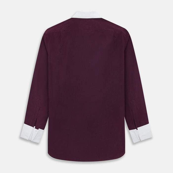 Dark Burgundy Pinstripe Shirt With Contrast Collar & Cuffs Image 2