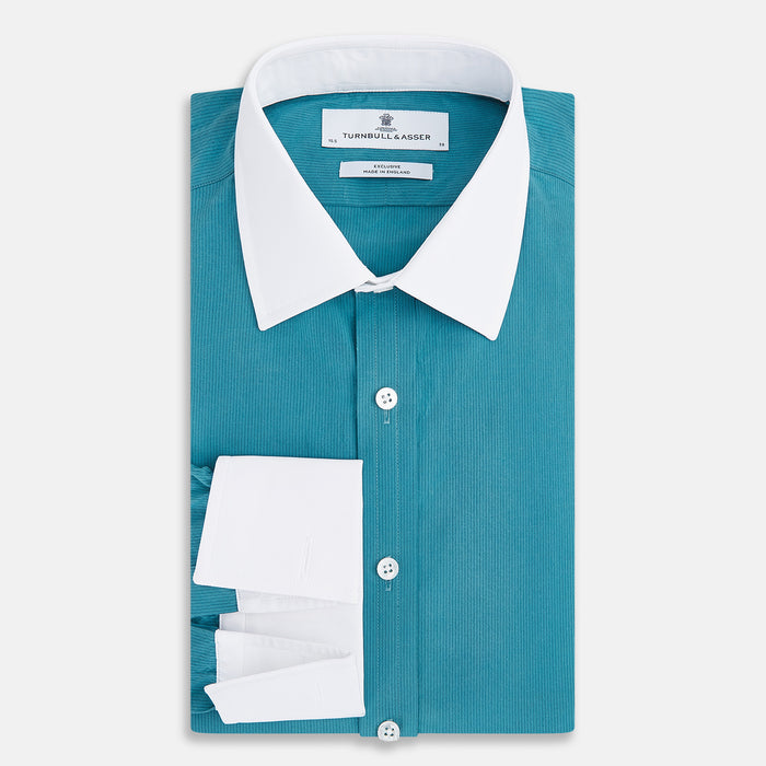 Turquoise Pinstripe Mayfair Shirt Image 4