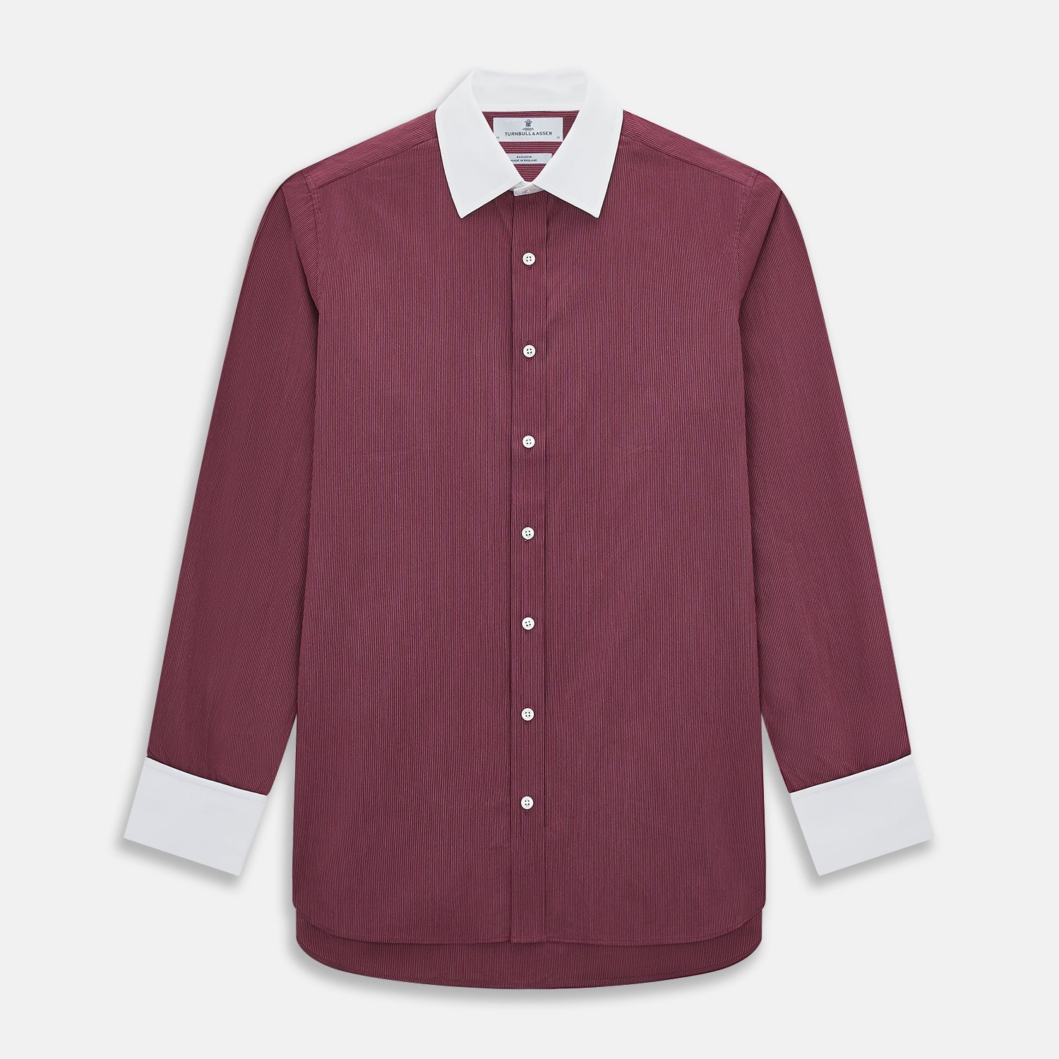 View 1 of product Wine Pinstripe Shirt With Contrast Collar & Cuffs 19