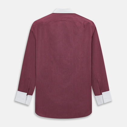 Wine Pinstripe Shirt With Contrast Collar & Cuffs Image 2
