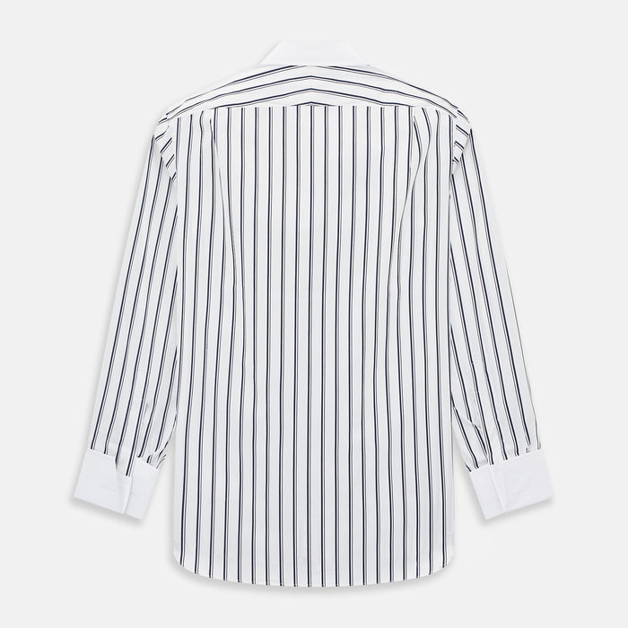 Track Stripe Navy Classic Contrast Collar Regular Fit Shirt in Cotton Image 2