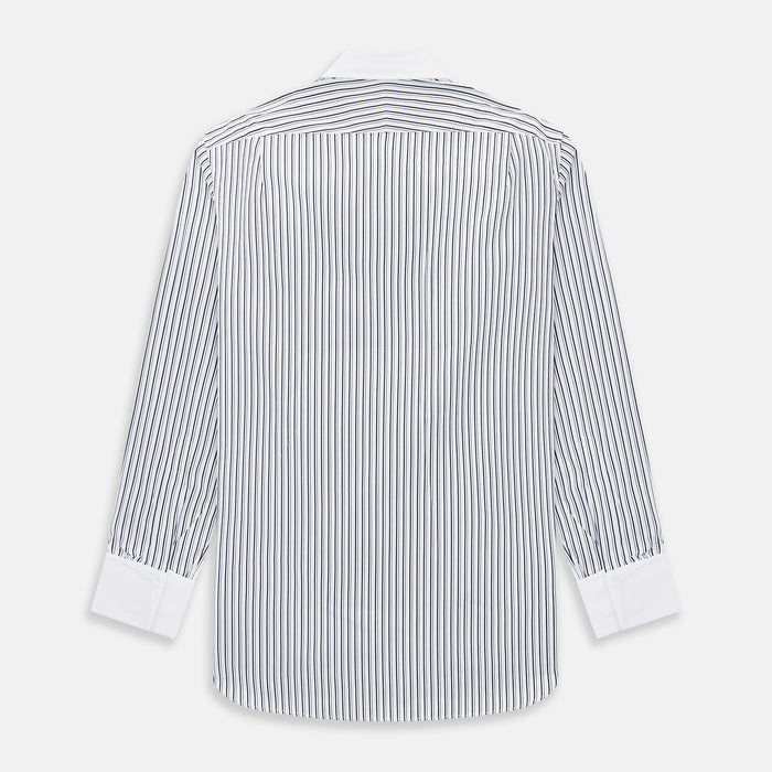 Fancy Stripe Navy Classic Contrast Collar Regular Fit Shirt in Cotton Image 2