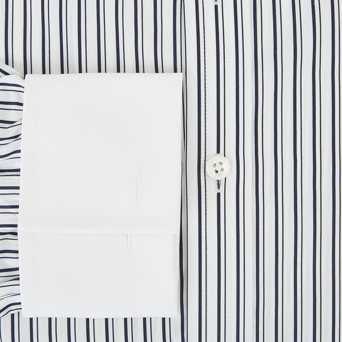Fancy Stripe Navy Classic Contrast Collar Regular Fit Shirt in Cotton Image 3