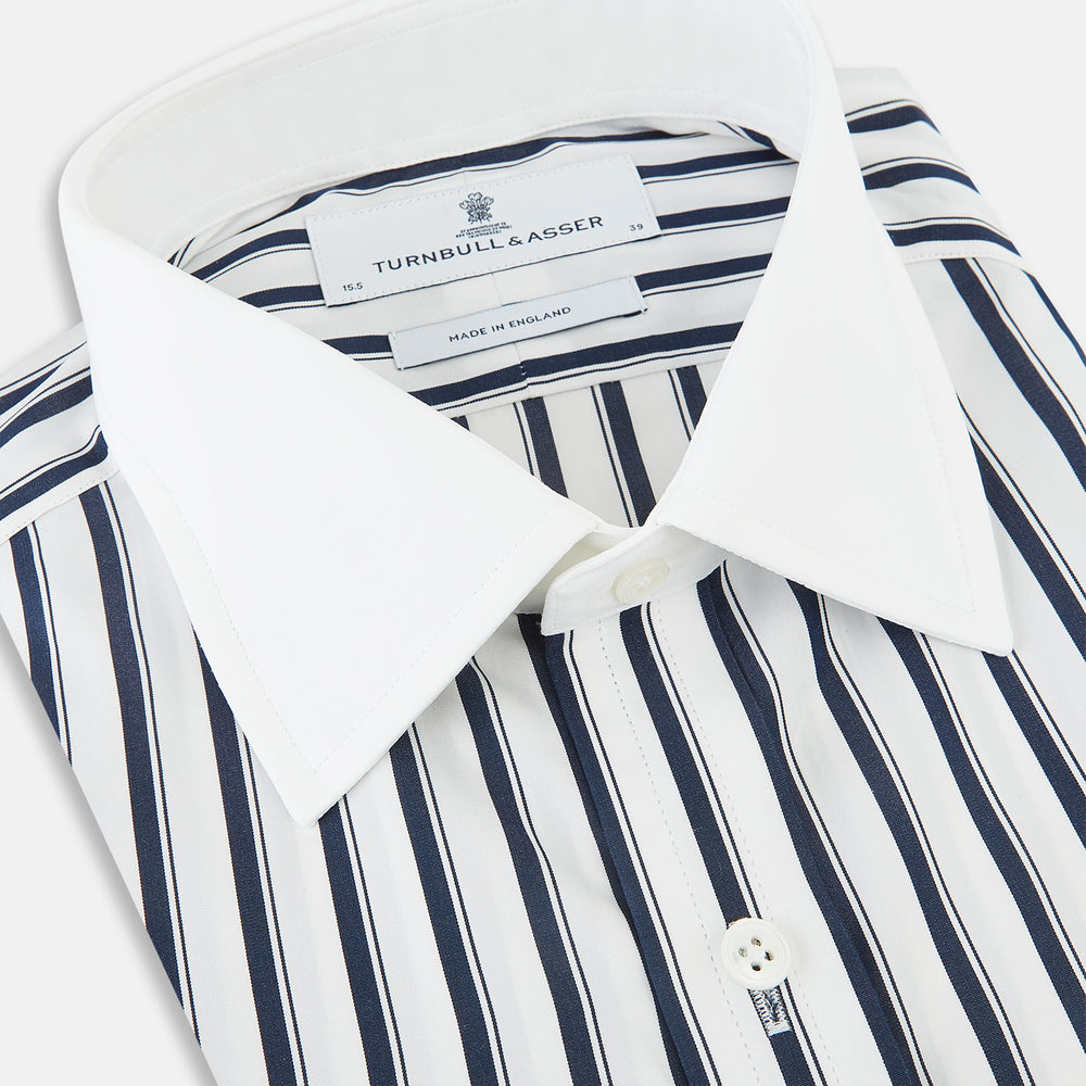 SHIRTS RF NEW WH T&A CLR WHITE DC NVY STRP ON WHT 15.5