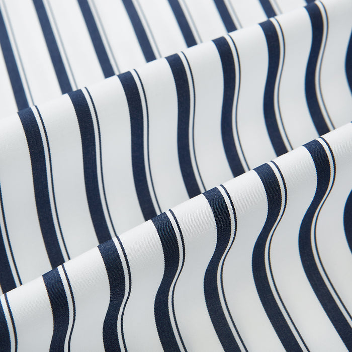 Shadow Stripe Navy Classic Contrast Collar Regular Fit Shirt in Cotton Image 5