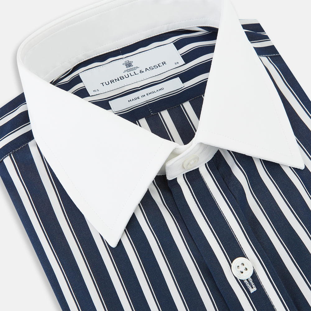 SHIRTS RF NEW WH T&A CLR WHITE DC WHT STRP ON NAVY 16