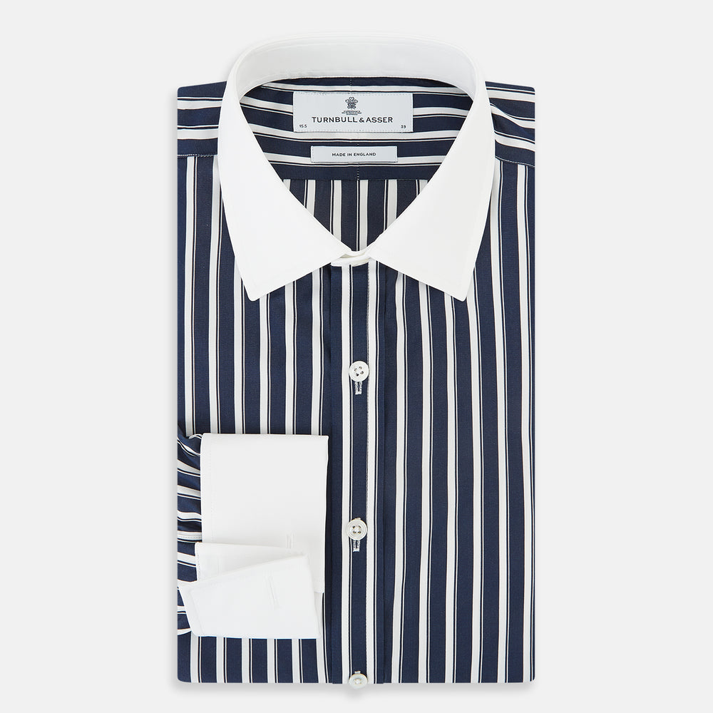 SHIRTS RF NEW WH T&A CLR WHITE DC WHT STRP ON NAVY 16