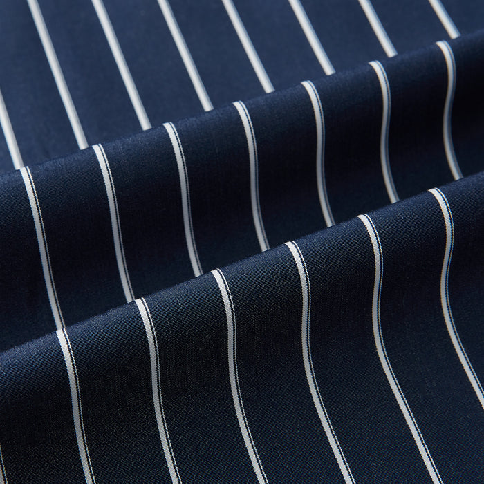 Bar Stripe Navy Classic Contrast Collar Regular Fit Shirt in Cotton Image 5