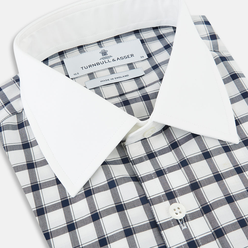SHIRTS RF NEW WH T&A CLR WHITE DC NAVY CHK ON WHT 18.5