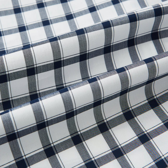 Tattersall Check Navy Classic Contrast Collar Regular Fit Shirt in Cotton Image 5