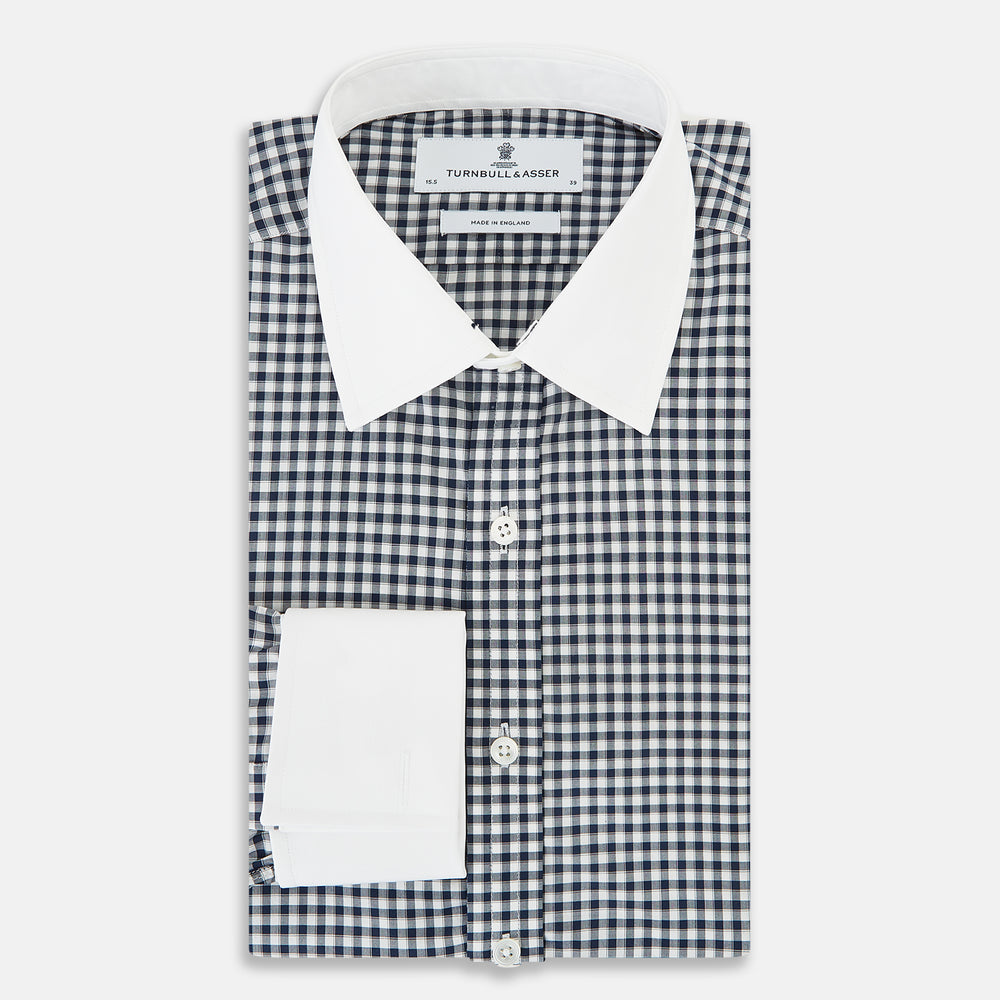 SHIRTS RF NEW WH T&A CLR WHITE DC NAVY CHK ON WHT 18.5