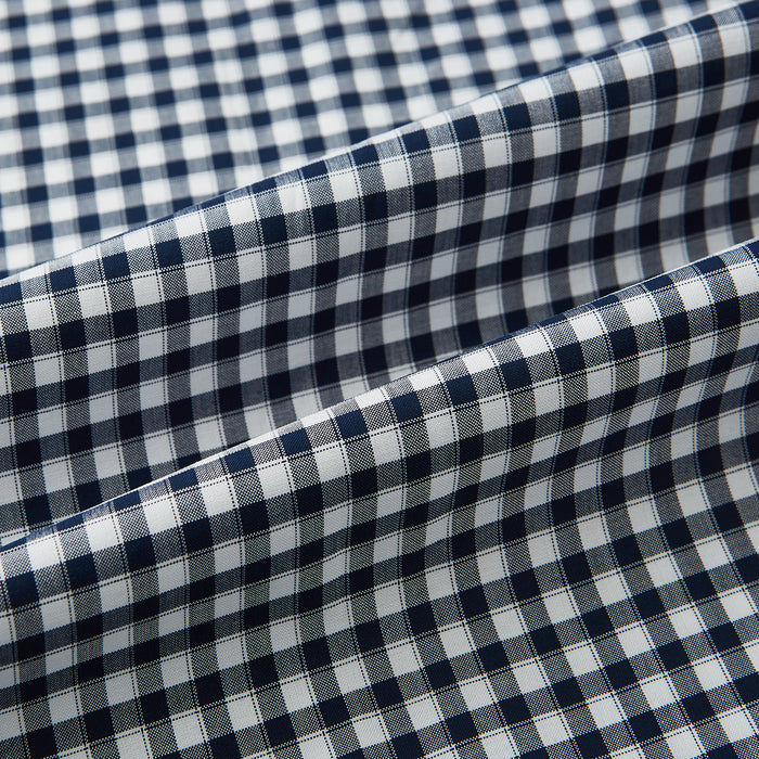 Gingham Check Navy Classic Contrast Collar Regular Fit Shirt in Cotton Image 5