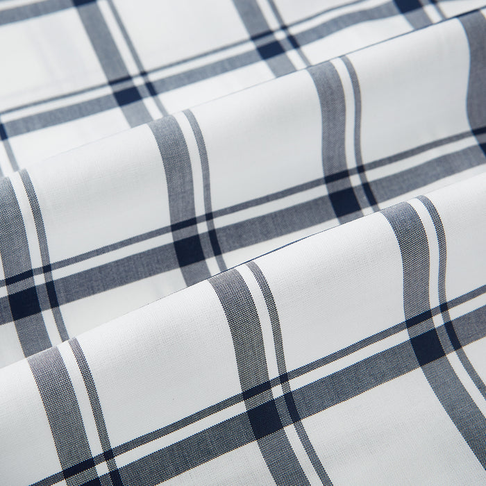 Windowpane Check Navy Classic Contrast Collar Regular Fit Shirt in Cotton Image 5