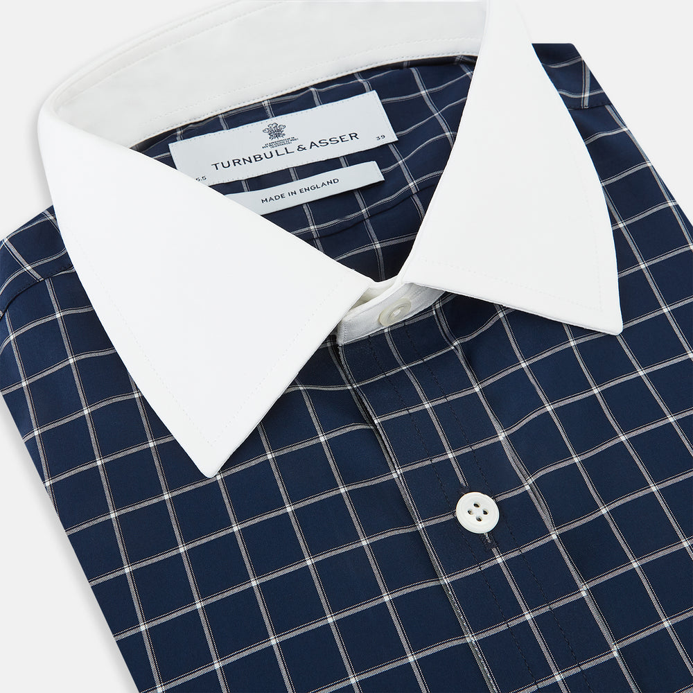 SHIRTS RF NEW WH T&A CLR WHITE DC WHT CHK ON NAVY 18.5