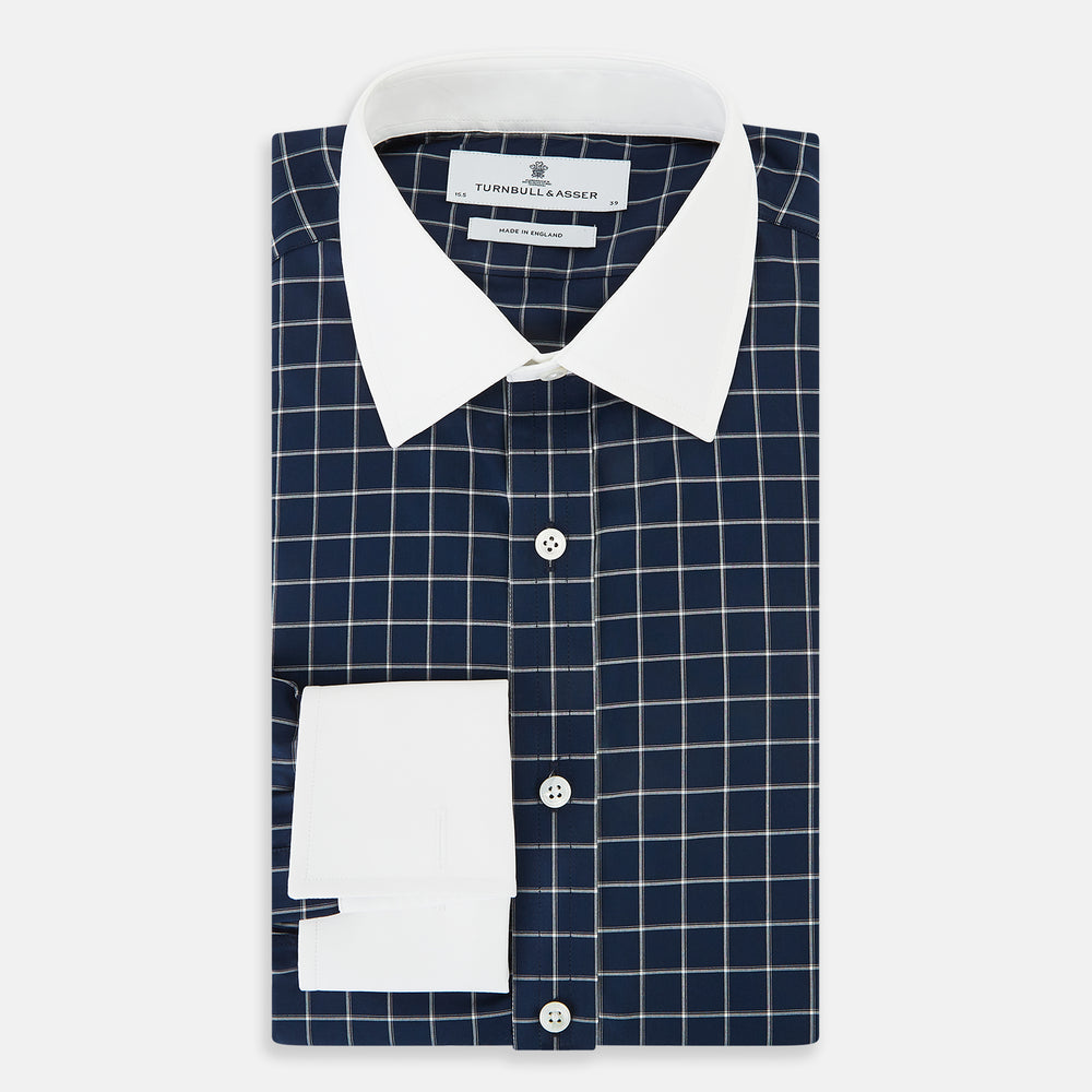 SHIRTS RF NEW WH T&A CLR WHITE DC WHT CHK ON NAVY 18.5
