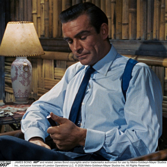 Dr. No Blue Cotton Shirt With Cocktail Cuff As Seen On James Bond Image 1