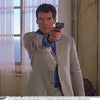 View 2 of product The World Is Not Enough Blue Cotton Istanbul Shirt by Turnbull & Asser, as seen on James Bond, features long sleeves, white buttons, a classic collar, and buttoned cuffs, shown against a plain white background.
