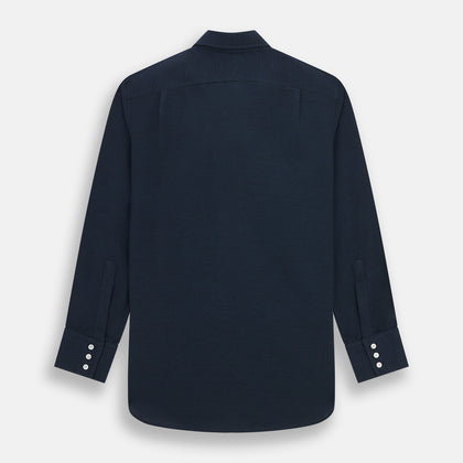 Navy Cotton Cashmere Chelsea Shirt Image 4