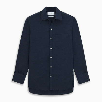 Navy Cotton Cashmere Chelsea Shirt Image 6