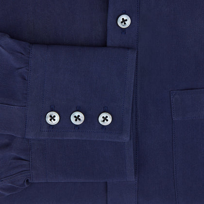 Navy Silk Chelsea Shirt Image 3