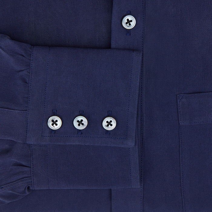 Navy Silk Chelsea Shirt Image 3