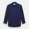 View 1 of product The Navy Silk Chelsea Shirt by Turnbull & Asser features a long sleeve, collar, single chest pocket, and a refined Chelsea fit, displayed against a white background.