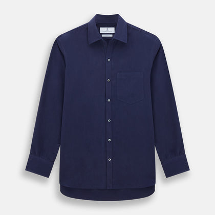 Navy Silk Chelsea Shirt