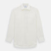 View 1 of product The Turnbull & Asser Cream Silk Chelsea Shirt is an elegant white long-sleeve, button-up silk shirt with a single chest pocket, shown against a plain white background.