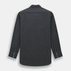 View 5 of product The Charcoal Chelsea Shirt by Turnbull & Asser is a long-sleeve, collared shirt in charcoal gray with a single chest pocket, offering smart-casual style, shown on a plain white background.
