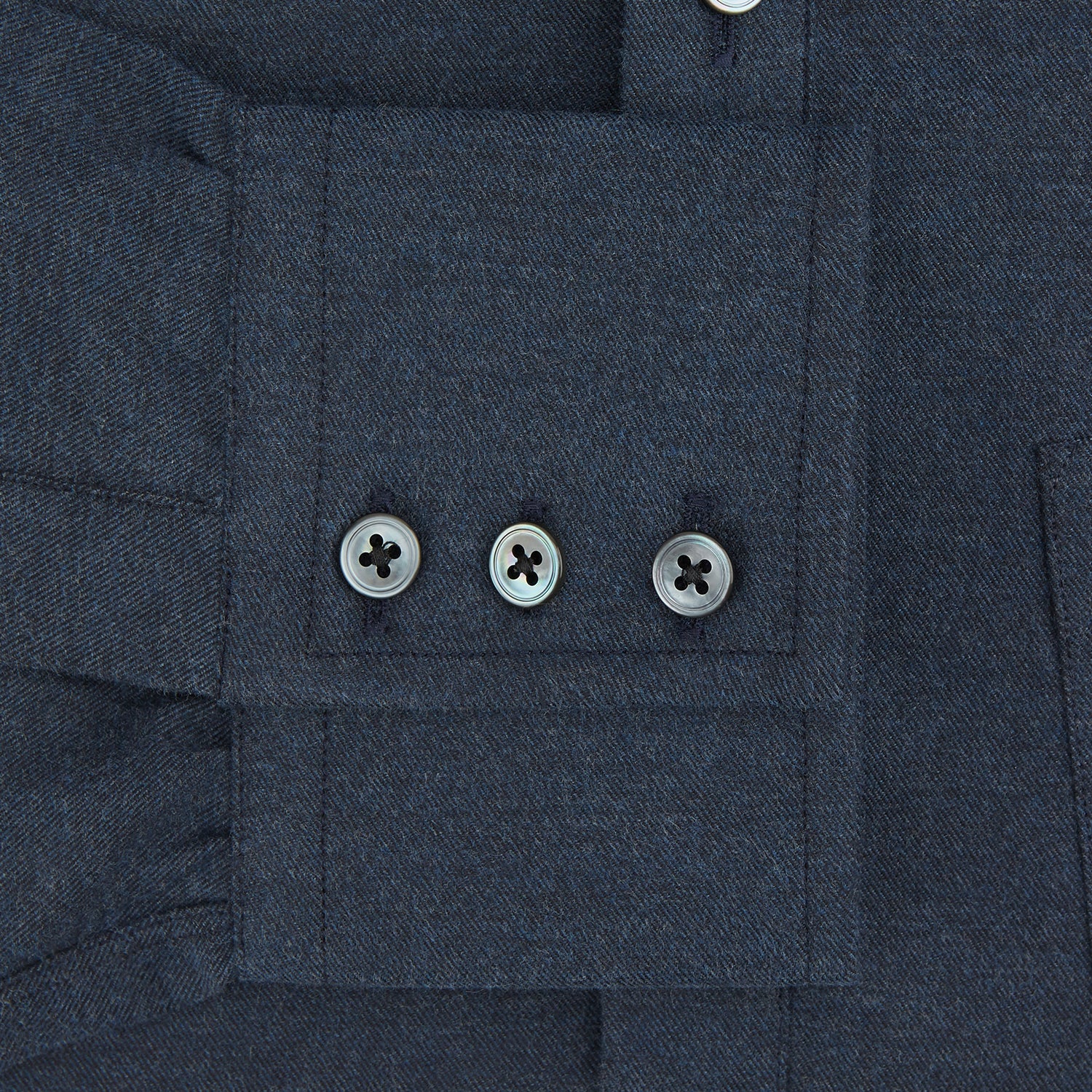 View 3 of product The Navy Chelsea Shirt by Turnbull & Asser is a long-sleeve, button-down flannel with a chest pocket, shown flat on a white background for a classic smart-casual style.