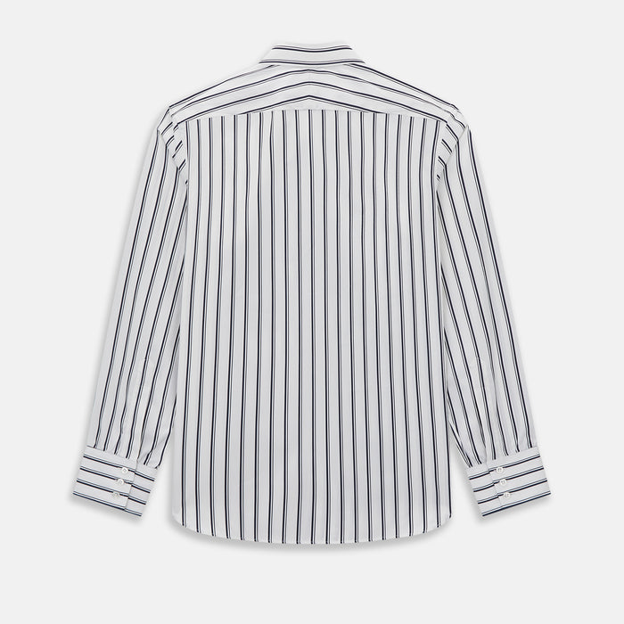 NAVY STRIPED COTTON WESTMINSTER SHIRT Image 2