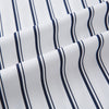 View 8 of product The Turnbull & Asser UK NAVY STRIPED COTTON WESTMINSTER SHIRT features long sleeves, a button-down front, pointed collar, and vertical navy stripes on white for classic British style.