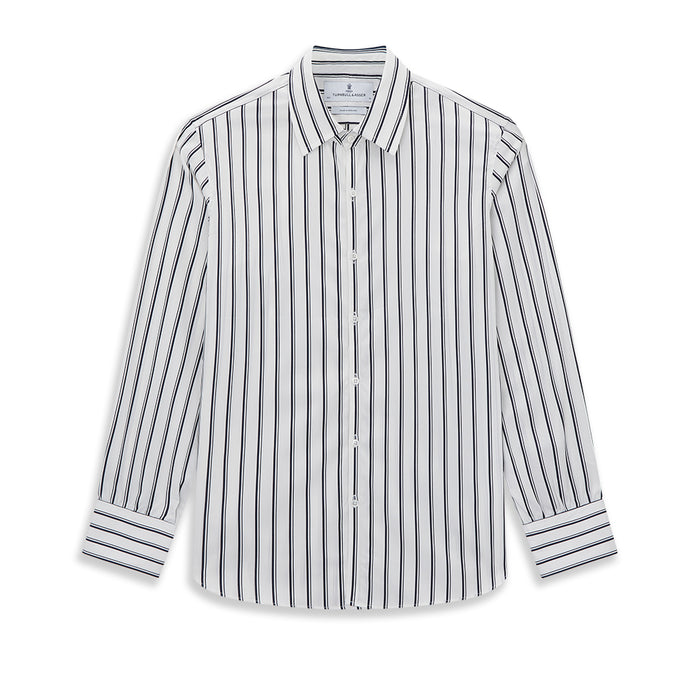NAVY STRIPED COTTON WESTMINSTER SHIRT Image 8