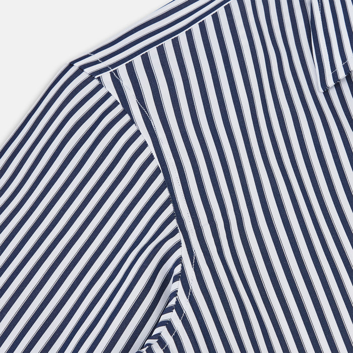 Westminster Double Striped Navy and White Regular Fit Shirt in Cotton Image 4