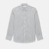 View 1 of product Laid flat on a white background, the Turnbull & Asser UK Westminster White Regular Fit Shirt in Cotton features vertical black and white stripes, a classic collar, buttoned cuffs, and a button-up front—an elegant wardrobe essential that offers timeless style for everyday wear.