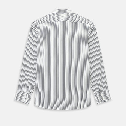 Navy Stripe on White Westminster Shirt with Closed Collar and 3-Button Cuffs Image 2