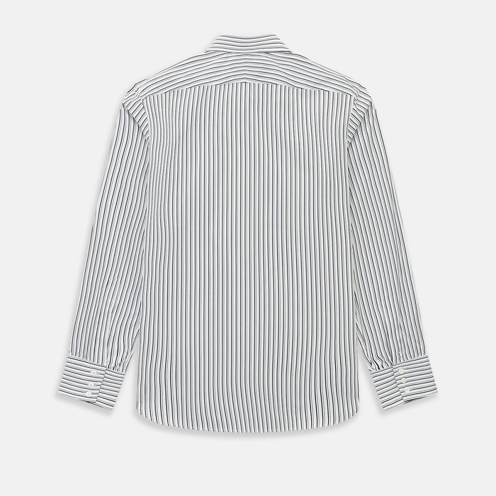Westminster Fine Double Striped Navy on White Regular Fit Shirt in Cotton Image 7
