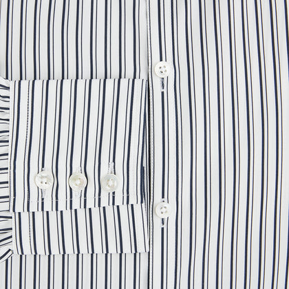 Navy Stripe on White Westminster Shirt with Closed Collar and 3-Button Cuffs Image 3