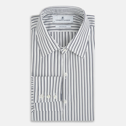Navy Stripe on White Westminster Shirt with Closed Collar and 3-Button Cuffs Image 4