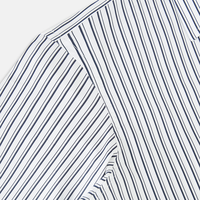 Westminster Fine Double Striped Navy on White Regular Fit Shirt in Cotton Image 4