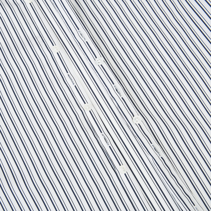 Westminster Fine Double Striped Navy on White Regular Fit Shirt in Cotton Image 5