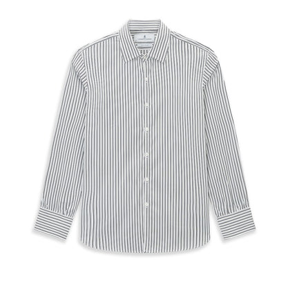 Navy Stripe on White Westminster Shirt with Closed Collar and 3-Button Cuffs Image 8