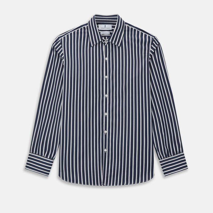 Westminster Bold Striped Navy on White Regular Fit Shirt in Cotton