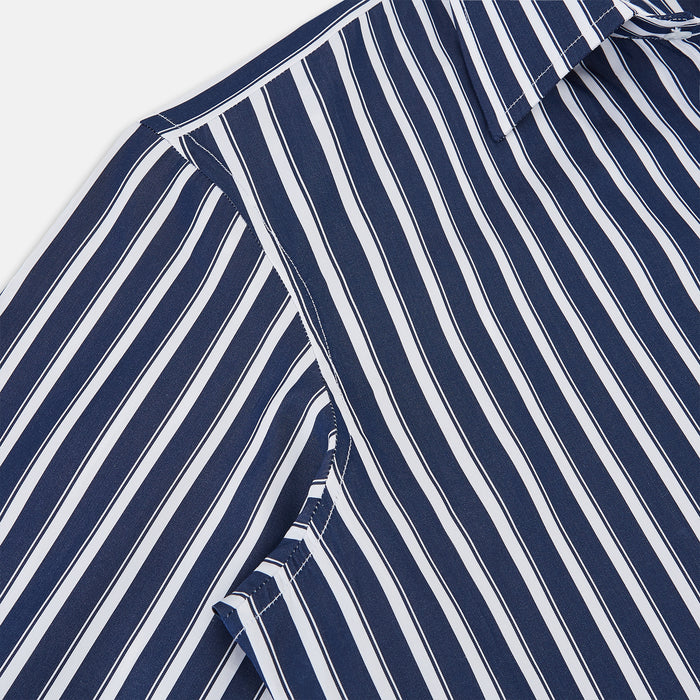 Westminster Bold Striped Navy on White Regular Fit Shirt in Cotton Image 4
